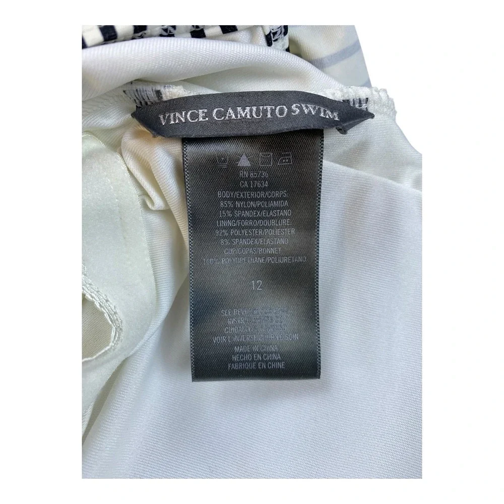 Vince Camuto Bathing Swimwear Womans Sz‎ 12 Stripes White Black Print Swimsuit